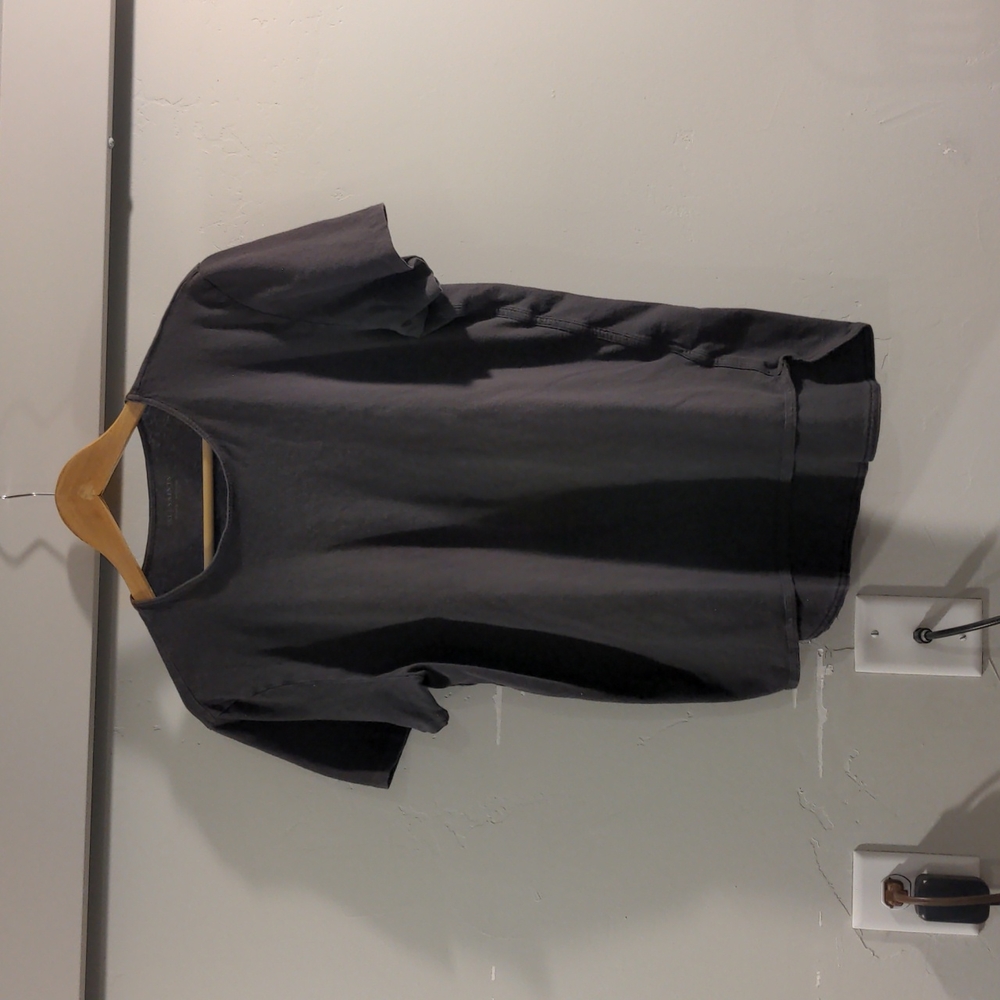 Allsaints Seep Short Sleeve Crew in Charcoal